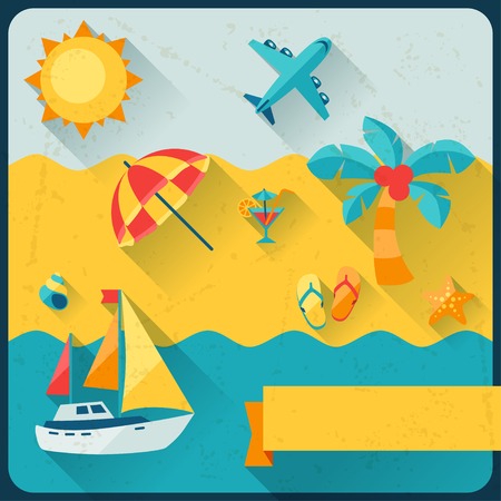 Travel and tourism background in flat design style.のイラスト素材