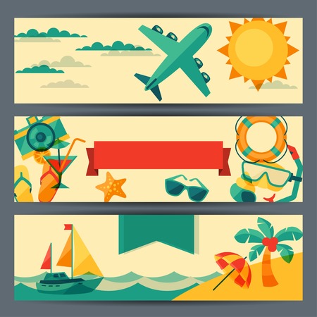 Travel and tourism horizontal banners.のイラスト素材