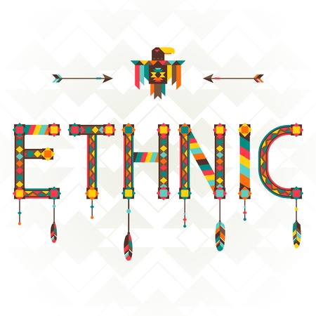Ethnic. Design word with ornament.のイラスト素材