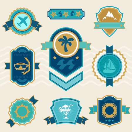 Travel and tourism badges, ribbons, labels.のイラスト素材