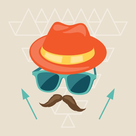Design with hat, glasses and mustache in hipster style.のイラスト素材