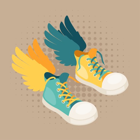 Design with sneakers and wings in hipster style.のイラスト素材