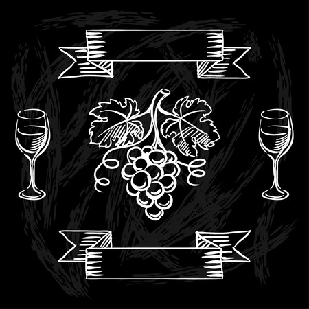Restaurant or bar wine list on chalkboard background.のイラスト素材