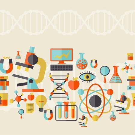 Science seamless pattern in flat design style.のイラスト素材