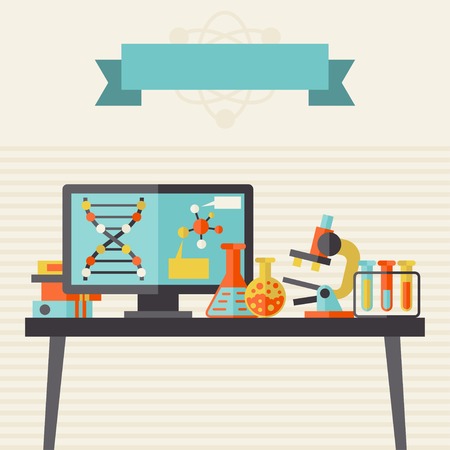 Science concept illustration in flat design style.のイラスト素材