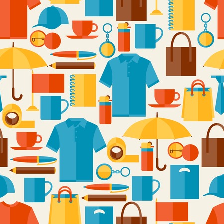 Seamless pattern with promotional gifts and souvenirs.のイラスト素材
