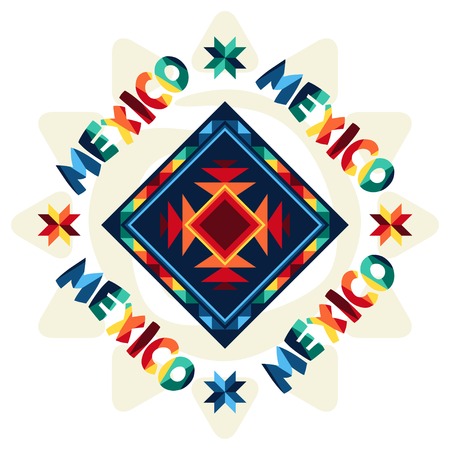 Ethnic mexican background design in native style.のイラスト素材