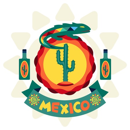 Ethnic mexican background design in native style.のイラスト素材
