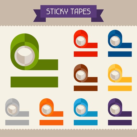 Sticky tapes colored templates for your design in flat style.のイラスト素材