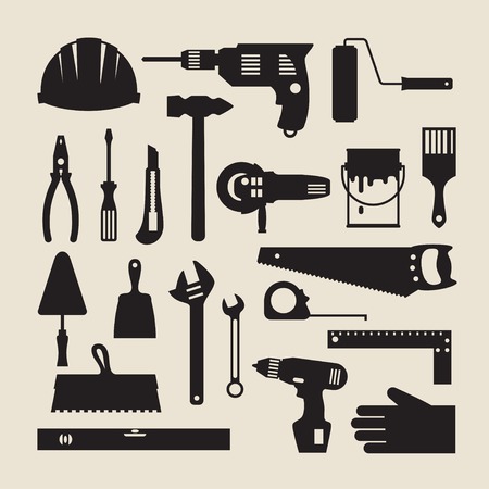 Repair and construction working tools icon set.のイラスト素材