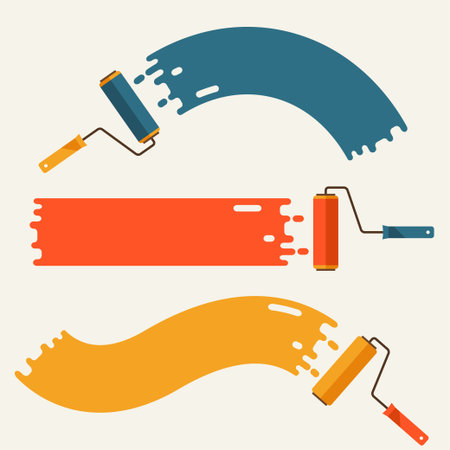 Set of roller brushes with strips paint.のイラスト素材