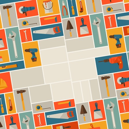 Repair and construction illustration with working tools icons.のイラスト素材