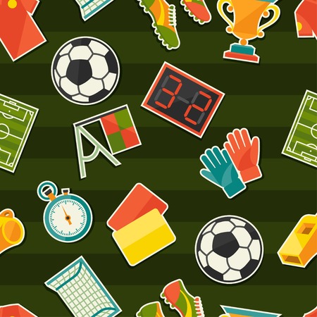 Sports seamless pattern with soccer (football) stickers.のイラスト素材