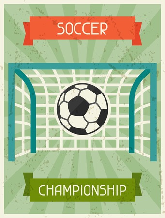 Soccer Championship. Retro poster in flat design style.のイラスト素材