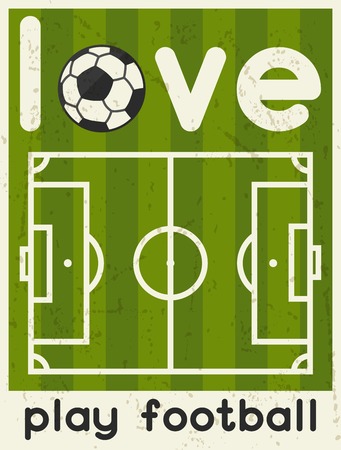 Love Play Football. Retro poster in flat design style.のイラスト素材