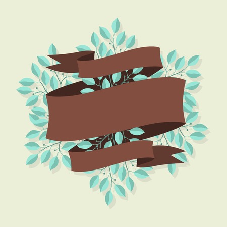 Natural background with branches of leaves and banner.のイラスト素材