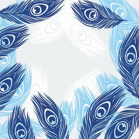 Design background with hand drawn feathers peacock のイラスト素材