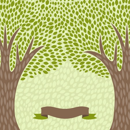 Abstract background with stylized trees in retro style のイラスト素材