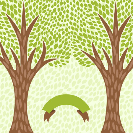 Abstract background with stylized trees in retro style のイラスト素材