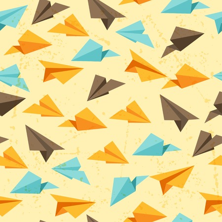 Seamless pattern of paper planes in flat design style のイラスト素材