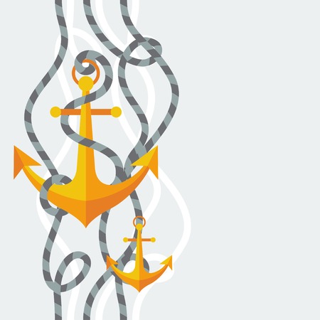 Nautical seamless pattern with anchors and rope.のイラスト素材