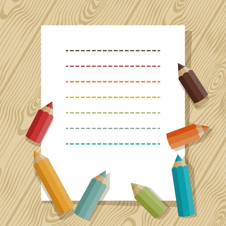 Background with colored pencils in retro style.のイラスト素材