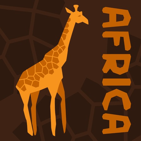 African ethnic background with illustration of giraffe.のイラスト素材