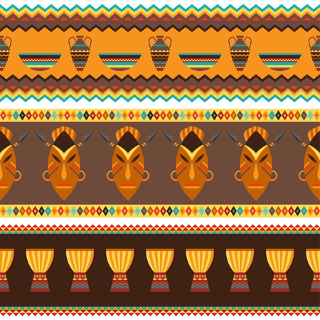 Ethnic african abstract geometric seamless fabric pattern のイラスト素材