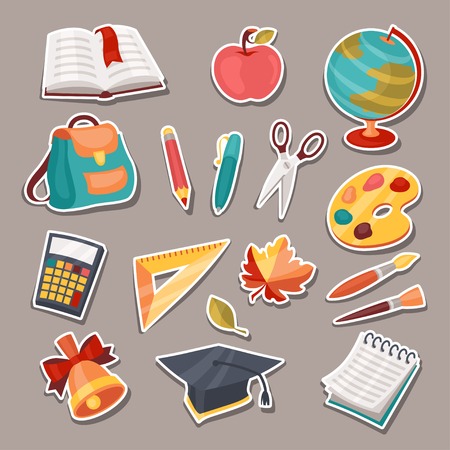 School and education icons, symbols, objects set のイラスト素材