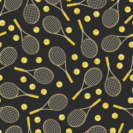 Sports seamless pattern with tennis icons in flat design style のイラスト素材