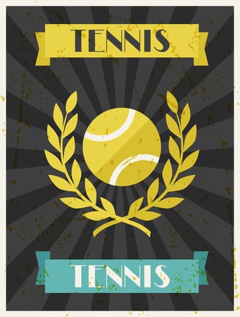 Tennis  Retro poster in flat design style のイラスト素材