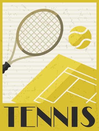Tennis  Retro poster in flat design style のイラスト素材