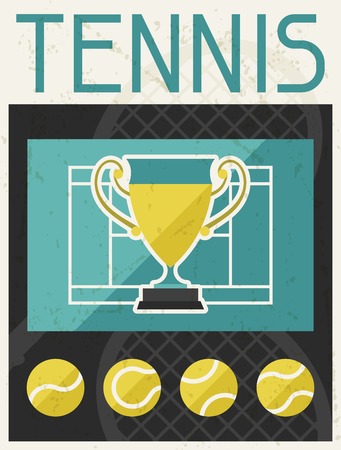 Tennis  Retro poster in flat design style のイラスト素材