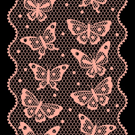 Seamless vintage fashion lace pattern with butterflies のイラスト素材