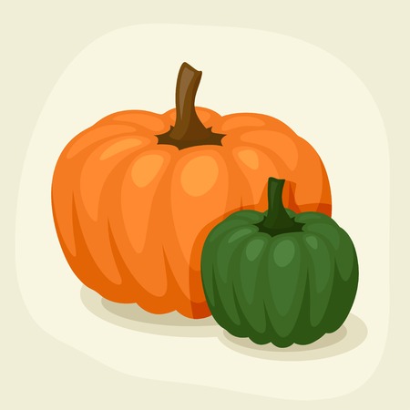 Stylized vector illustration of fresh ripe pumpkins のイラスト素材