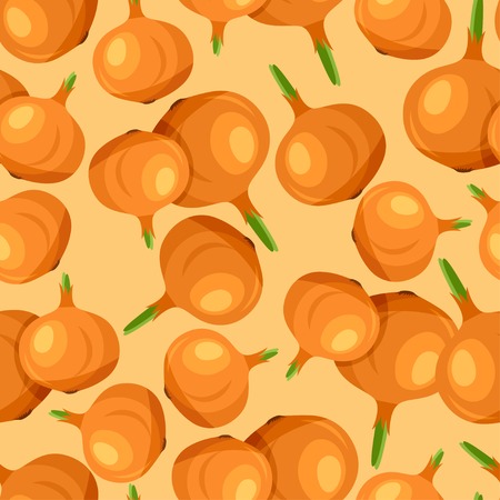 Seamless vector pattern with fresh ripe onions のイラスト素材