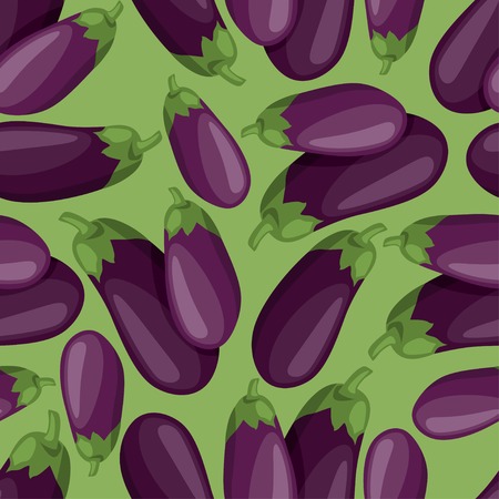 Seamless vector pattern with fresh ripe eggplants のイラスト素材