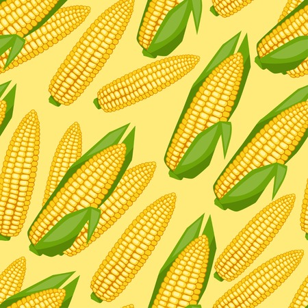 Seamless vector pattern with fresh ripe corn cobs のイラスト素材