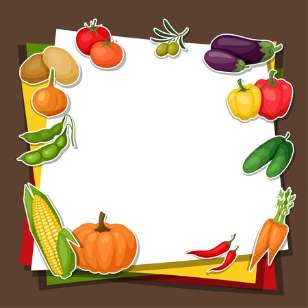 Background design with fresh ripe stylized vegetables のイラスト素材