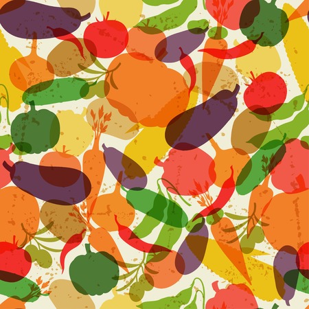 Seamless pattern with fresh ripe stylized vegetables のイラスト素材