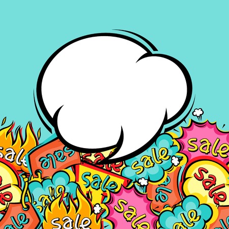 Sale comic speech bubble background in cartoon style のイラスト素材
