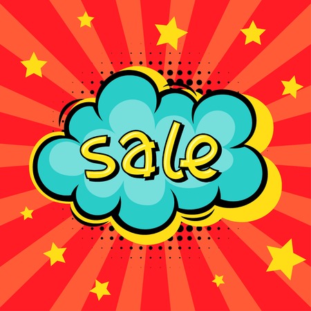 Sale comic speech bubble background in cartoon style のイラスト素材