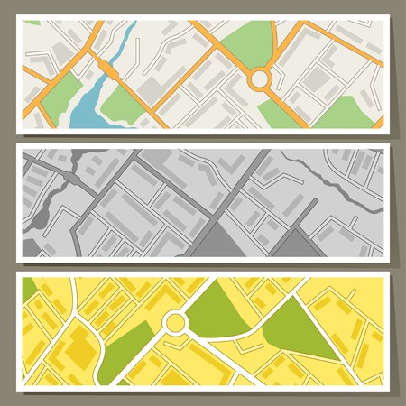 City map abstract horizontal banners vector background のイラスト素材