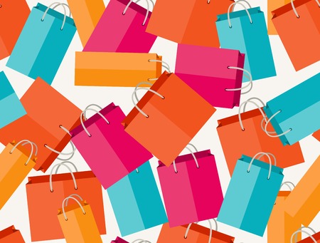 Sale seamless pattern with shopping bags in flat design style のイラスト素材