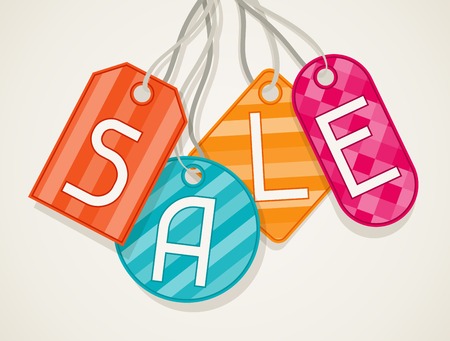 Sale poster with price labels in flat design style のイラスト素材