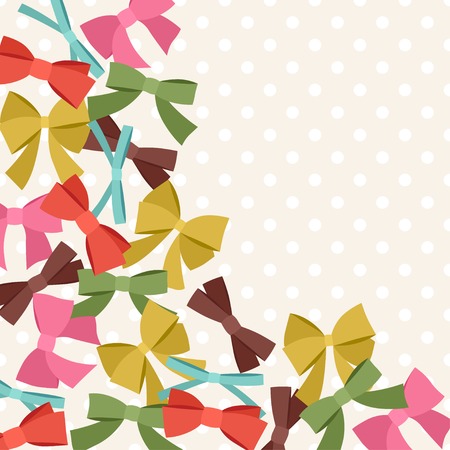 Background with abstract various bows and ribbons のイラスト素材