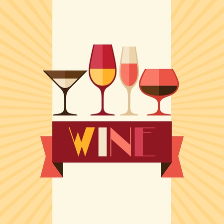 Restaurant or bar wine list with different glasses のイラスト素材