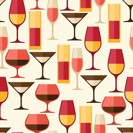 Restaurant or bar seamless pattern with different glasses のイラスト素材