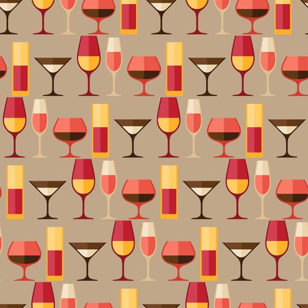 Restaurant or bar seamless pattern with different glasses のイラスト素材