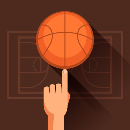 Sports illustration of hand spinning basketball ball のイラスト素材